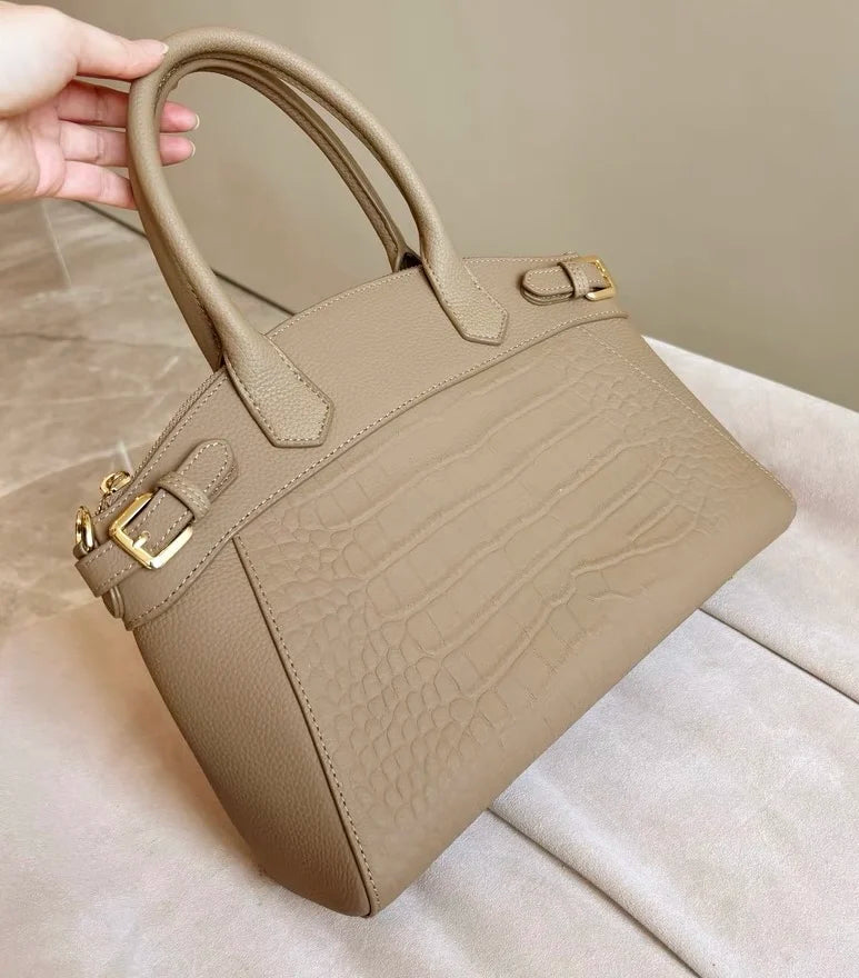 ZOOLER Genuine Cow Leather Flap Tote Bag – Luxury Lock Shoulder Crossbody Handbag for Women