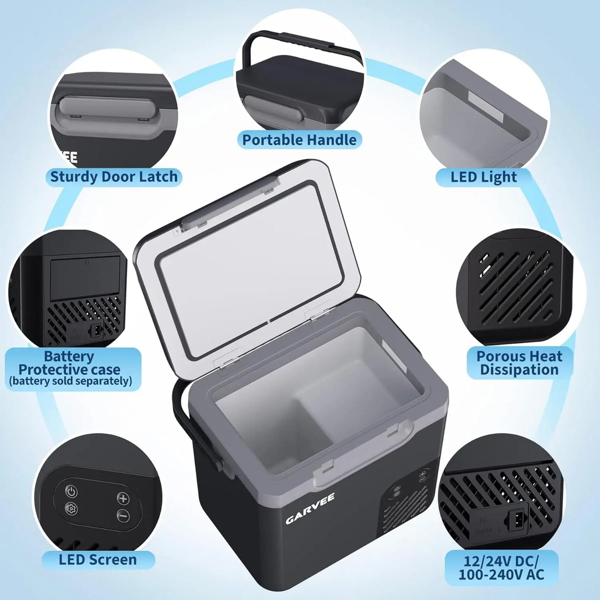 Portable Car Refrigerator – 12L/18L Compressor Fridge Freezer -4°F to 68°F, 12/24V