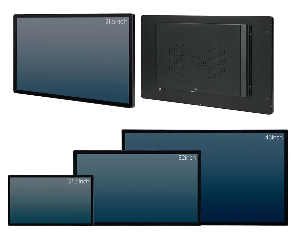 TouchWo Industrial All-in-One PC – 21.5"/27"/32" HDMI Touch, Android 11/12/14 or Win 10/11, Wi-Fi