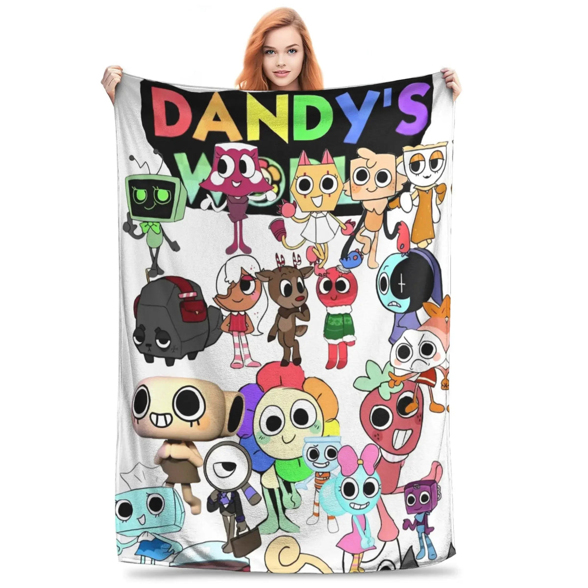 Dandy's World Pebble Fleece Throw Blanket – Soft Novelty Character Print, 5 Sizes