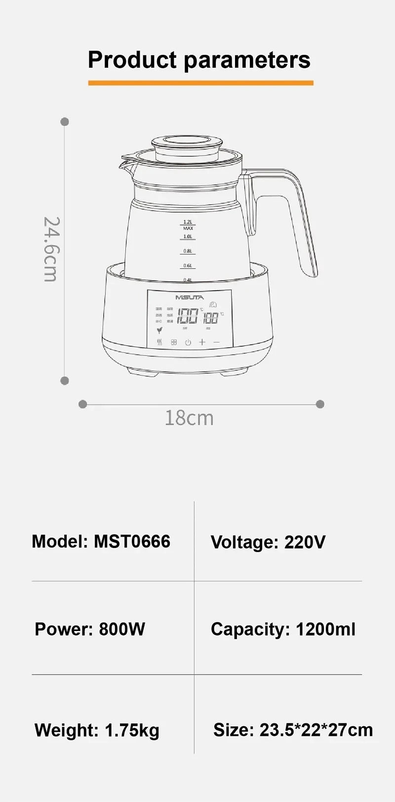 Smart Milk Warmer & Electric Kettle 1200ml — Constant Temperature Baby Bottle Warmer
