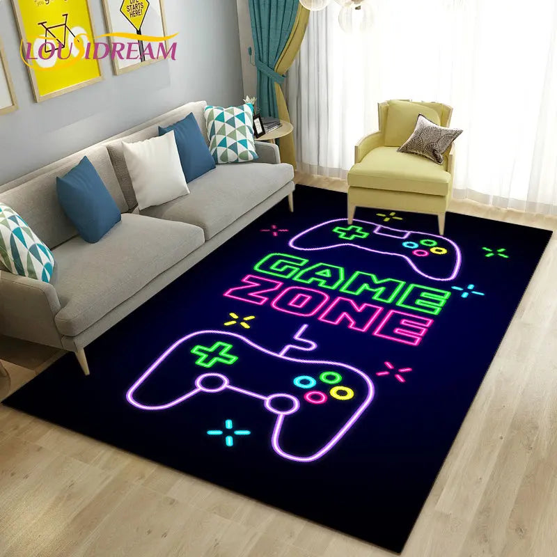 3D Cartoon Gamer Game Controller Area Rug,Carpet Rug for Living Room Bedroom Sofa Doormat Decoration,Kid Play Non-slip Floor Mat