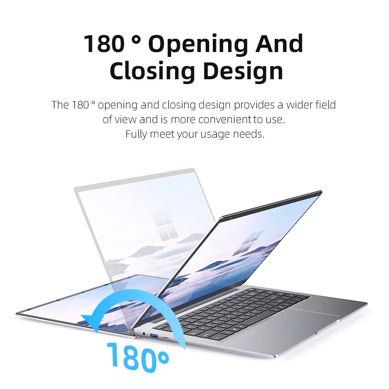 14.1" Intel Atom A3950 Ultra Slim Laptop – 12GB DDR3, Up to 2TB SSD, Windows 11 Pro