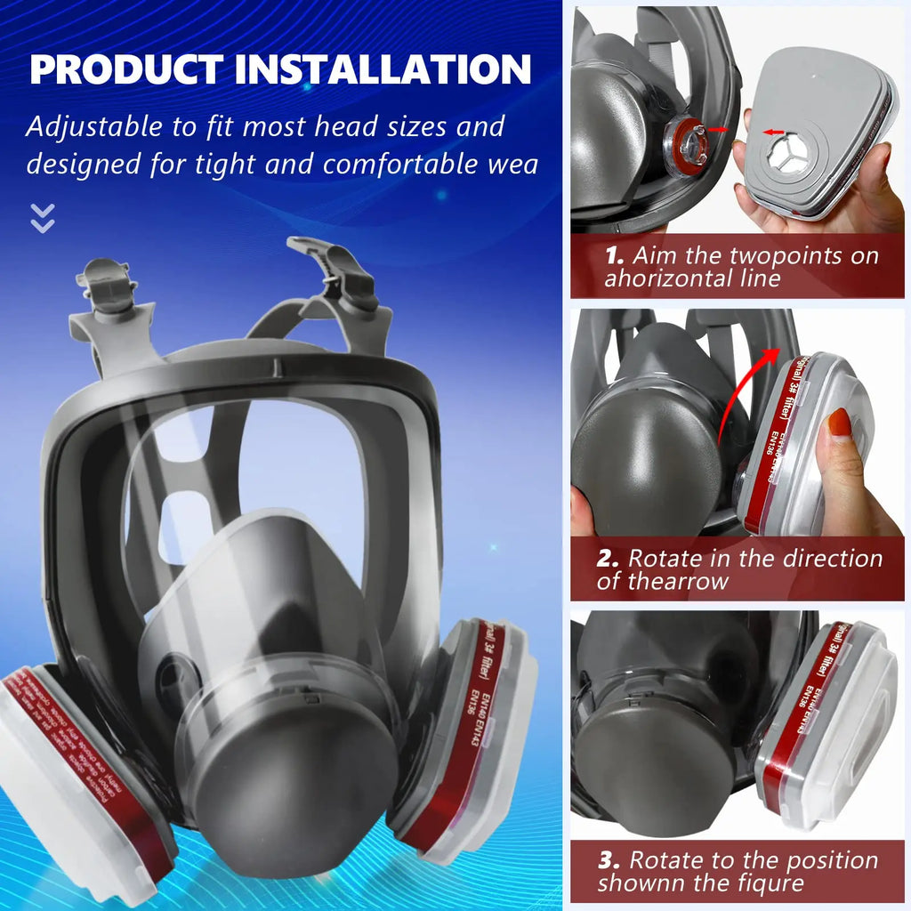27-in-1 Industrial Full Face Gas Mask Respirator Kit