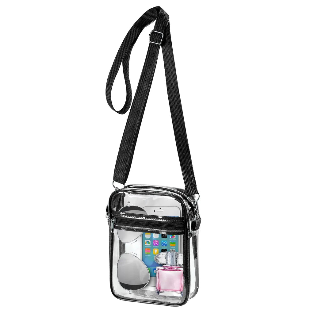 Women's Clear Stadium Crossbody Bag – PVC Transparent Shoulder Purse with Front Pocket