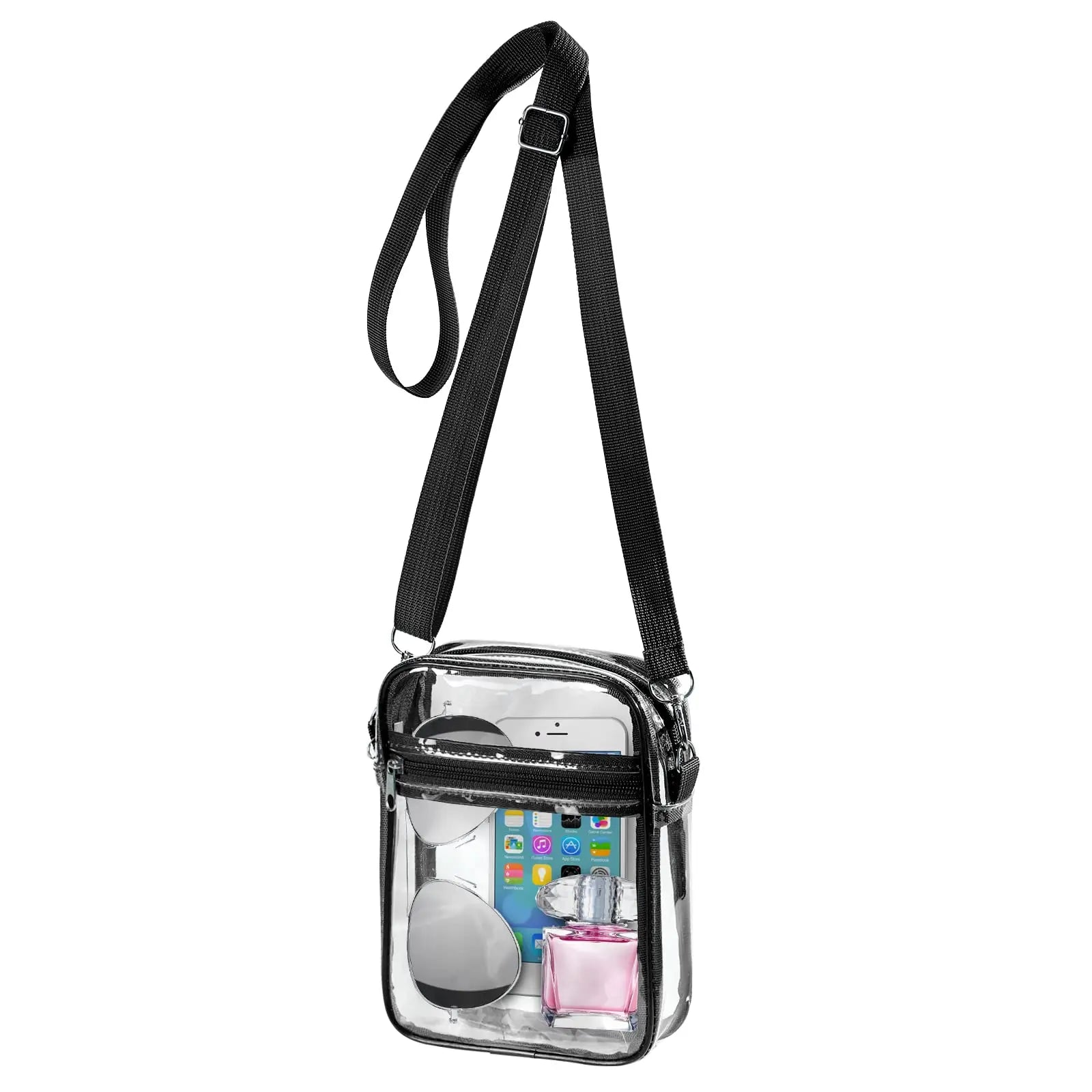 Women's Clear Stadium Crossbody Bag – PVC Transparent Shoulder Purse with Front Pocket