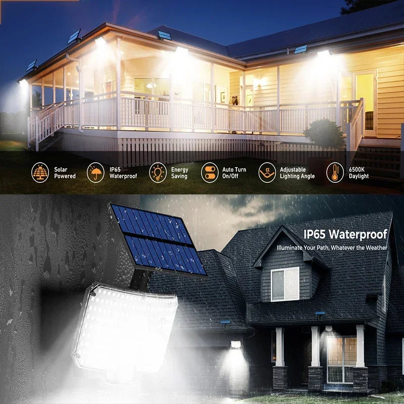 Solar Motion Sensor LED Garden Wall Lamp — 234 LEDs, IP65 Waterproof, 3 Modes with Remote (12-Month Warranty)
