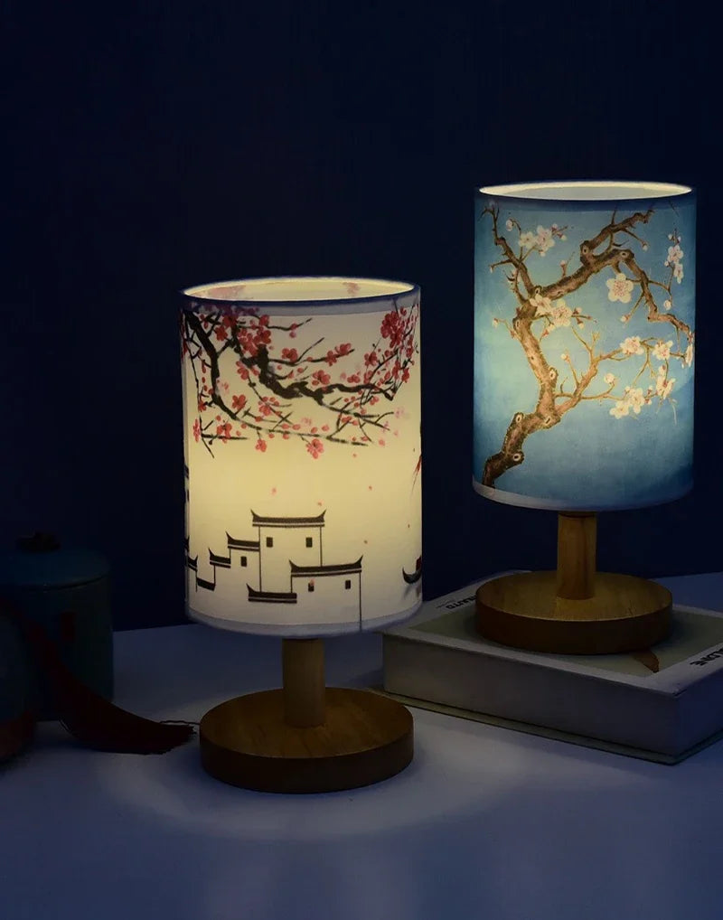 Square Table Lamp – Warm LED & Fabric Shade