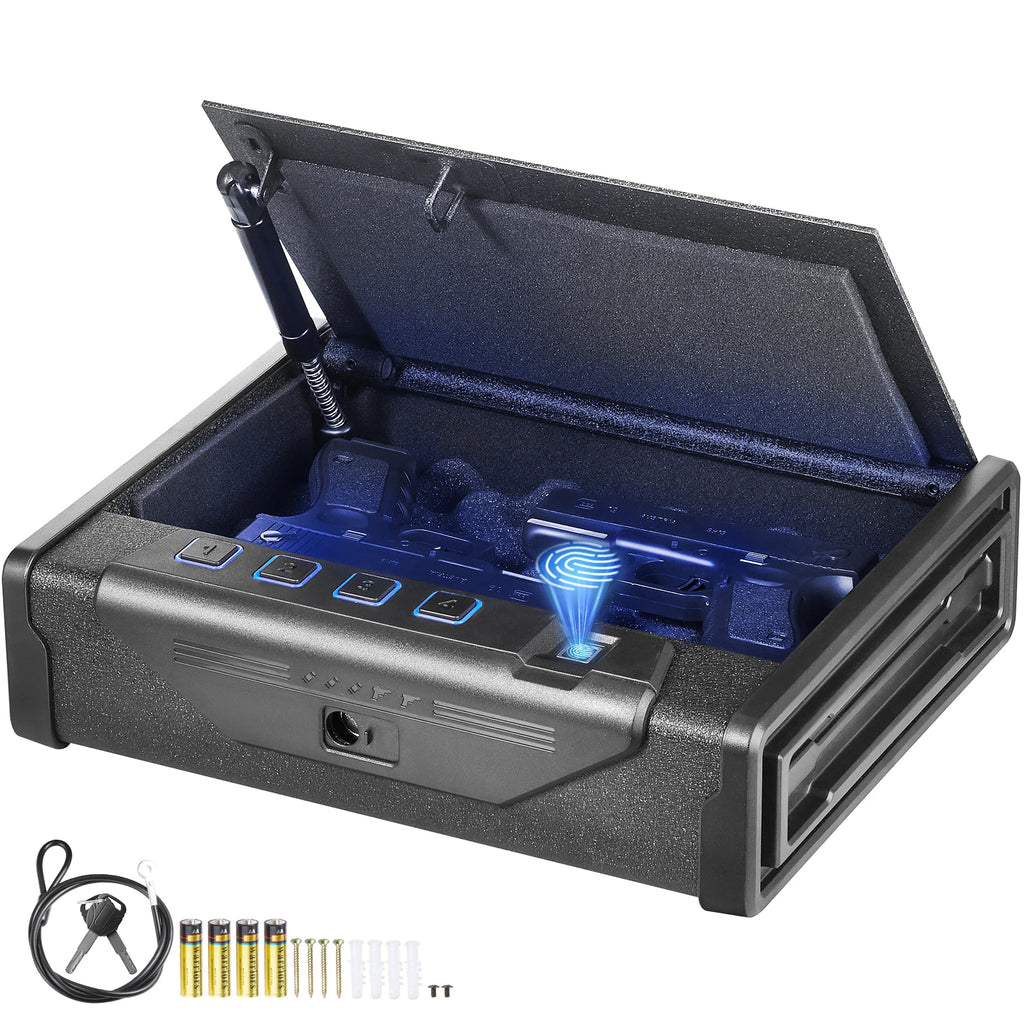 SucceBuy Pistol Safe — Q235 Steel, 3-Way Quick Access, Biometric Fingerprint, LED, Silent Mode