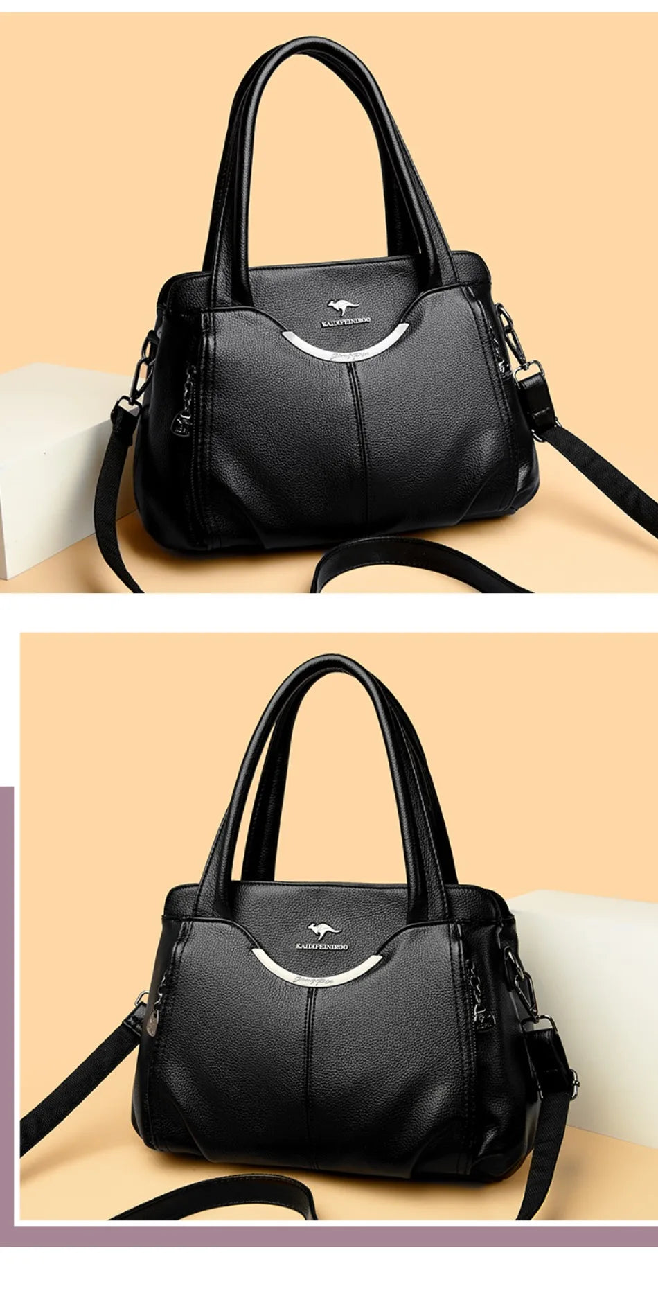 Genuine Leather Luxury Tote Crossbody Shoulder Bag – Large Casual Handbag for Women