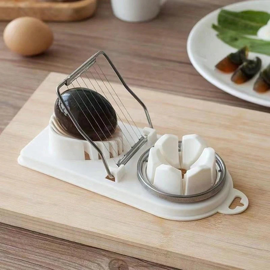 2-in-1 Egg Cutter & Slicer — Stainless Steel Wire Pull Kitchen Tool