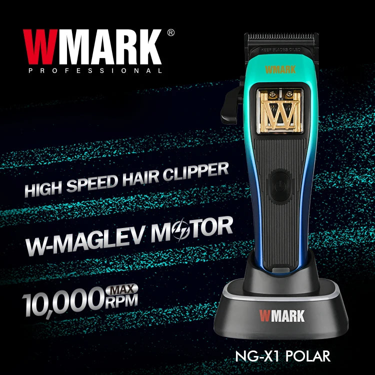 WMARK NG-X1 POLAR Professional Hair Clipper – Vector Motor, 10,000 RPM, DLC Blade, 150-Min