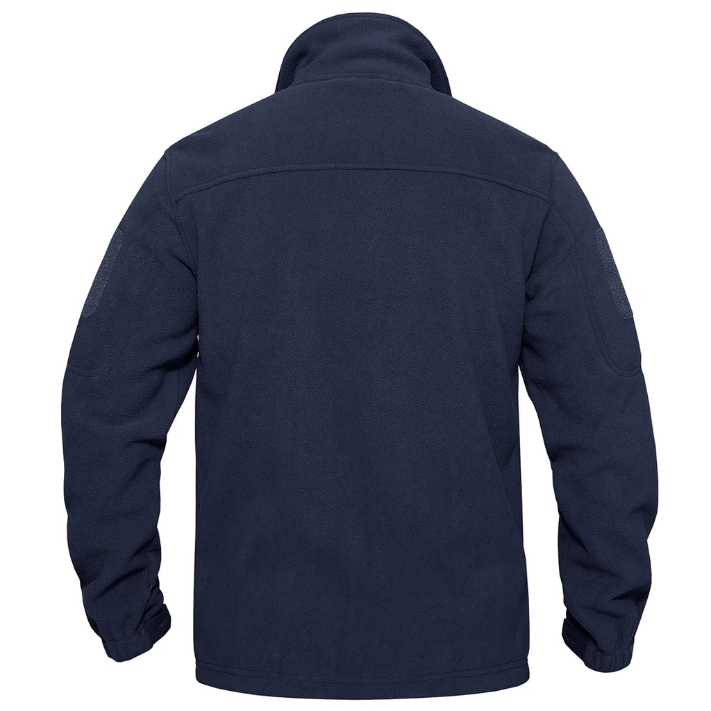 Men's Full Zip Fleece Hiking Windbreaker — Multi-Pocket Outdoor Work Jacket