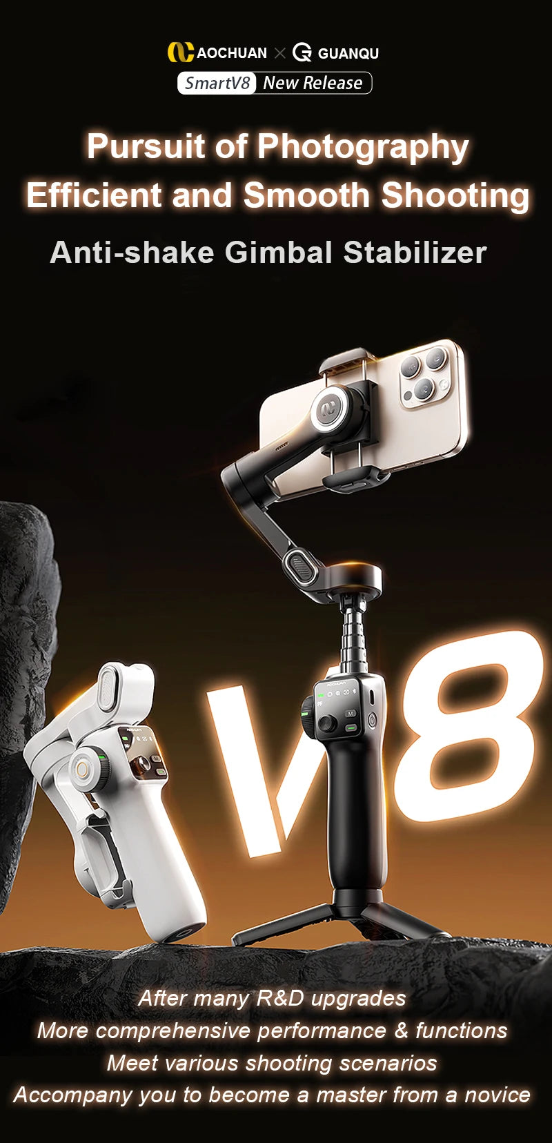 AOCHUAN 3-Axis Handheld Gimbal Phone Stabilizer — Smooth Video for iPhone & Android