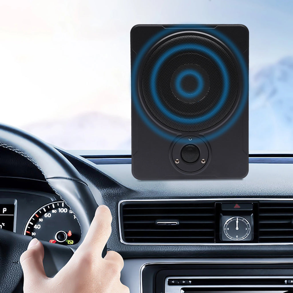 Car air freshener with blue light on a car dashboard