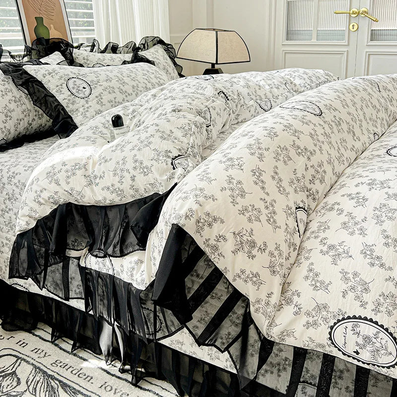 Printed Lace Duvet Cover | Women & Girls Bedroom Blanket Cover, Multiple Sizes (Pillowcase Sold Separately)