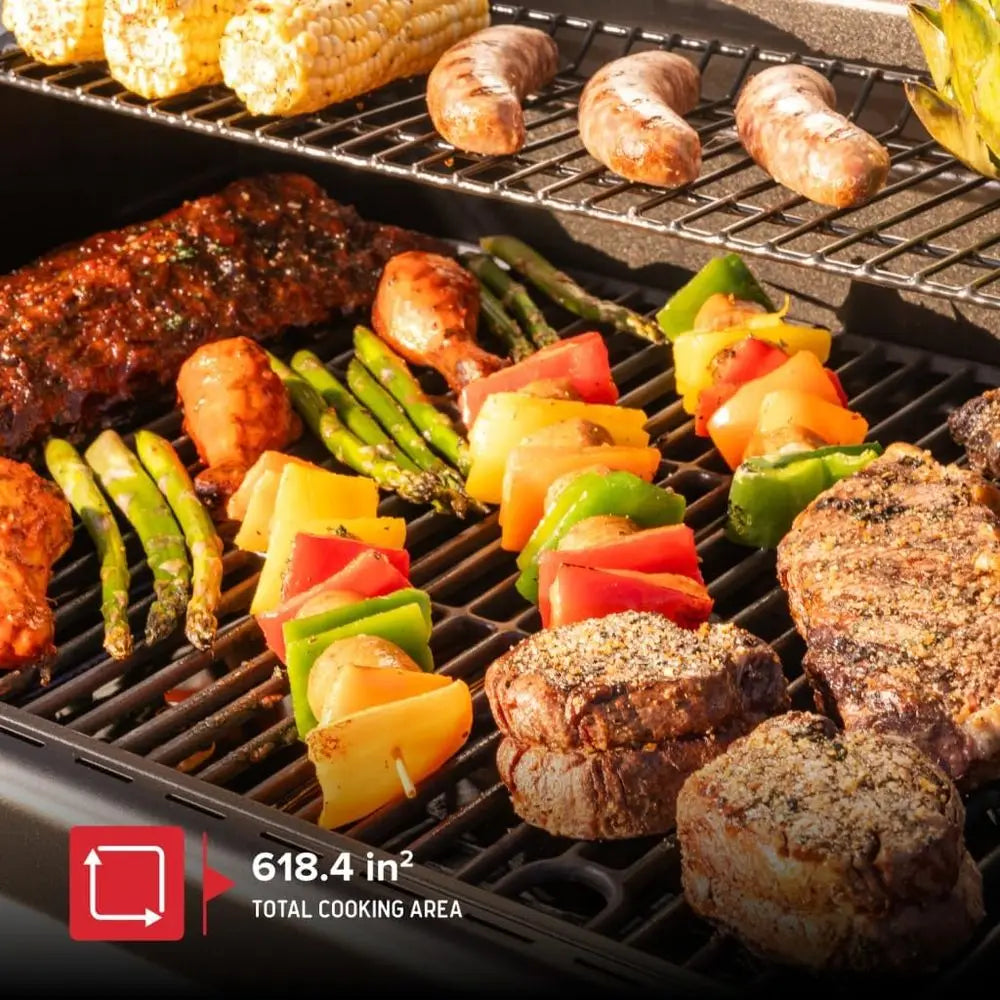 5-Burner Propane Gas Grill with Side Burner | 67,000 BTU, 618 Sq. In. Cooking Area, Porcelain Cast Iron Grates, Warming Rack, Outdoor Patio