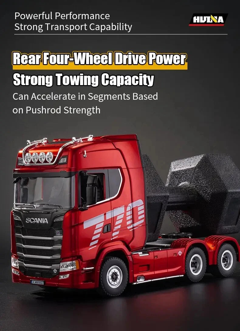HUINA 1501 1:18 Scale RC Semi Trailer Truck with Sound & Lights – 770S Flatbed Engineering Model