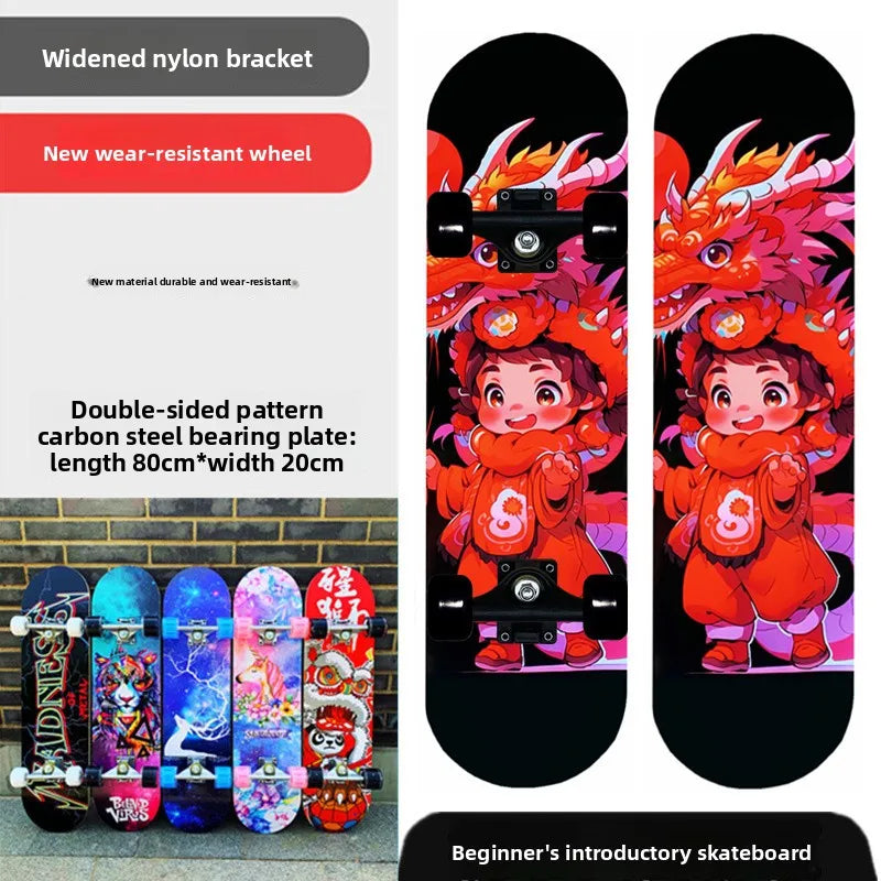 Pro All-Terrain Complete Skateboard – Aluminum Alloy & Carbon Fiber Deck, Beginner Longboard for Kids & Adults