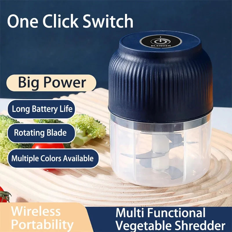 250ML Mini Wireless USB Vegetable Chopper & Garlic Crusher — Rechargeable Electric Food Chopper