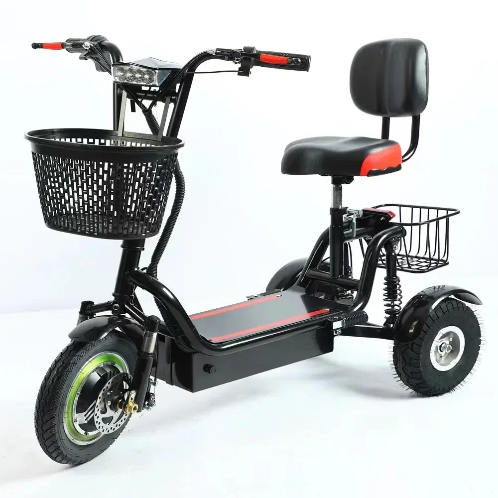 3-Wheel Electric Mobility Scooter for Adults, Folding Tricycle with Basket