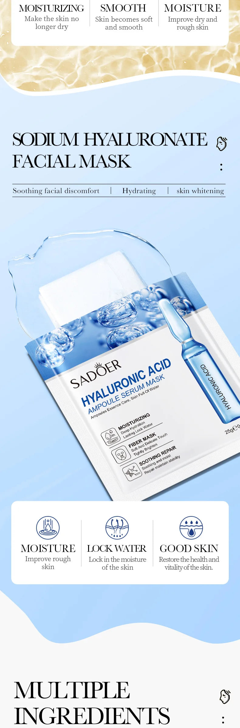 SADOER 24K Gold Vitamin C Hydrating Face Masks — Multi-Pack