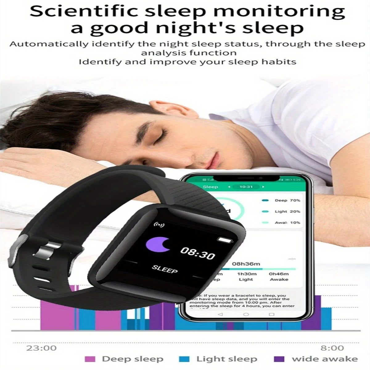Track Every Move. Every Day. — Y68 & 116Plus Smartwatch | Fitness Tracker, Heart Rate Monitor, Sleep Tracker, Message Alerts, Android & iOS, 9 Colors