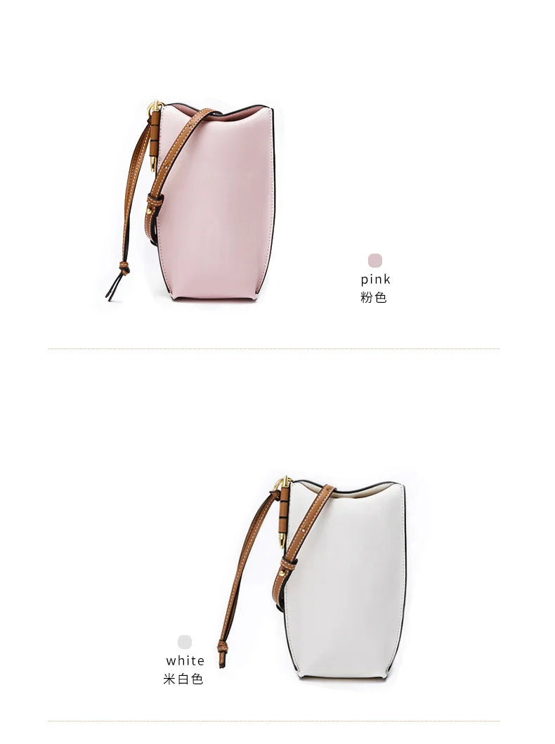 100% Genuine Cowhide Leather Mini Baguette Crossbody Bag – Phone Shoulder Bag for Women