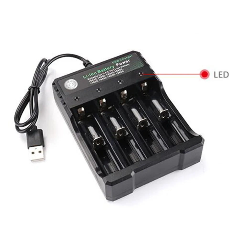 USB Li-ion Battery Charger – 2, 3 or 4 Slot Independent Charging for 18650, 18350 & 18500 Batteries