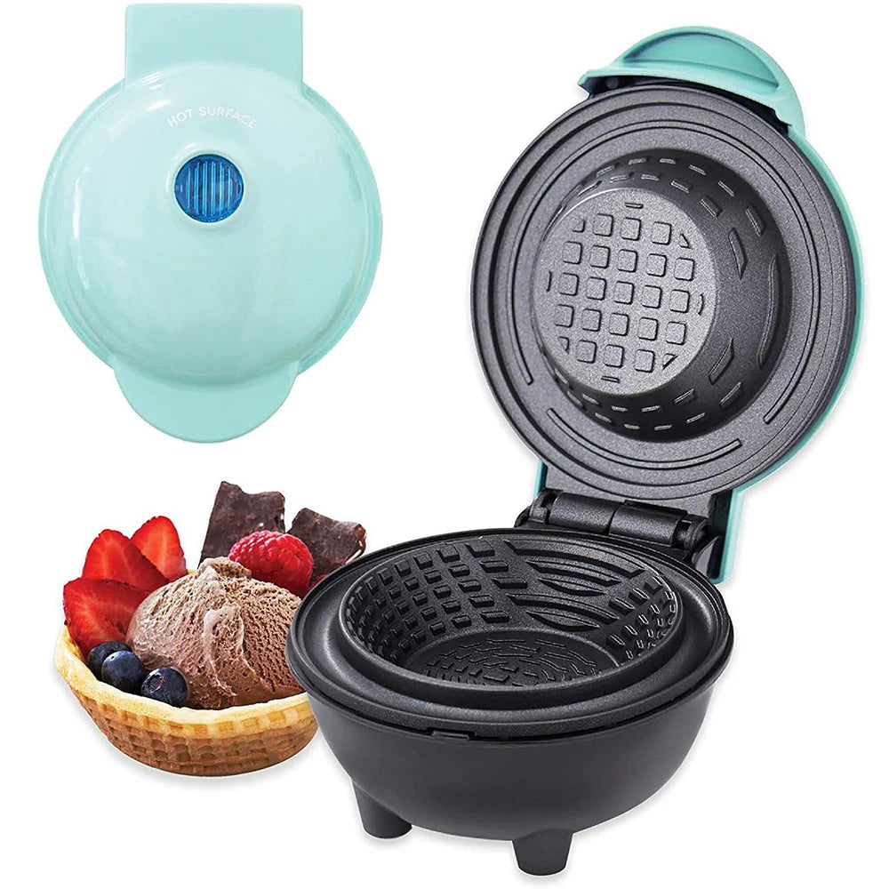 Mini Waffle Bowl Maker — 110V/220V Breakfast Machine for Egg Tart, Ice Cream & Egg Roll