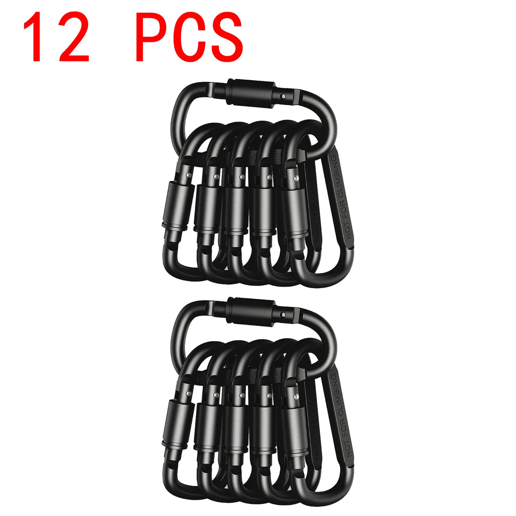 4–6 Piece Carabiner Set — Aluminum Alloy Tactical Keychain Clip for Camping, Survival & EDC