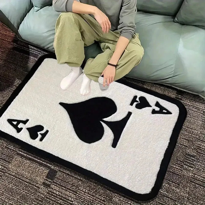 Ace of Spades Rug – Soft Non-Slip Bedside Mat for Bedroom, Living Room & Bathroom