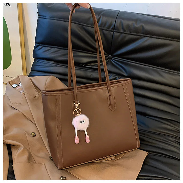 FXZLLQ Korean Style PU Leather Underarm Tote Shoulder Bag – Versatile Casual Handbag for Women Daily Use