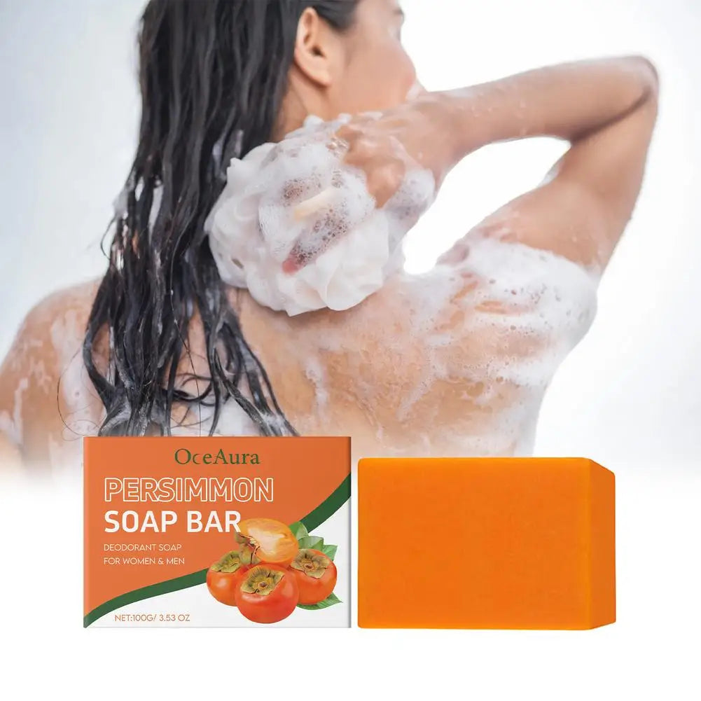Natural Persimmon Deodorant Soap Bar – Odor Control & Daily Cleansing for Men & Women, 100g