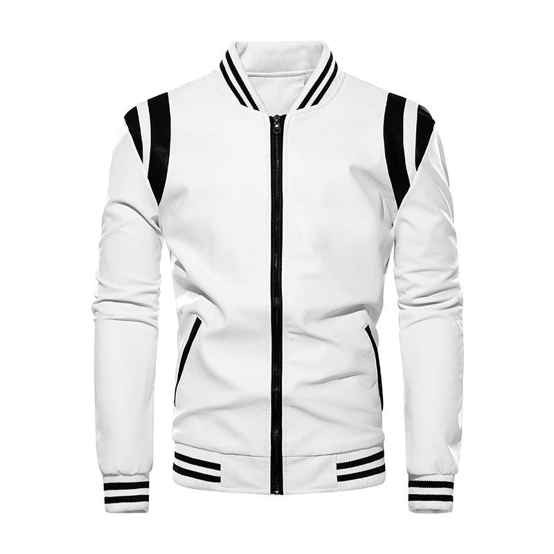 Men's Patchwork Faux Leather Jacket – Cotton Lined