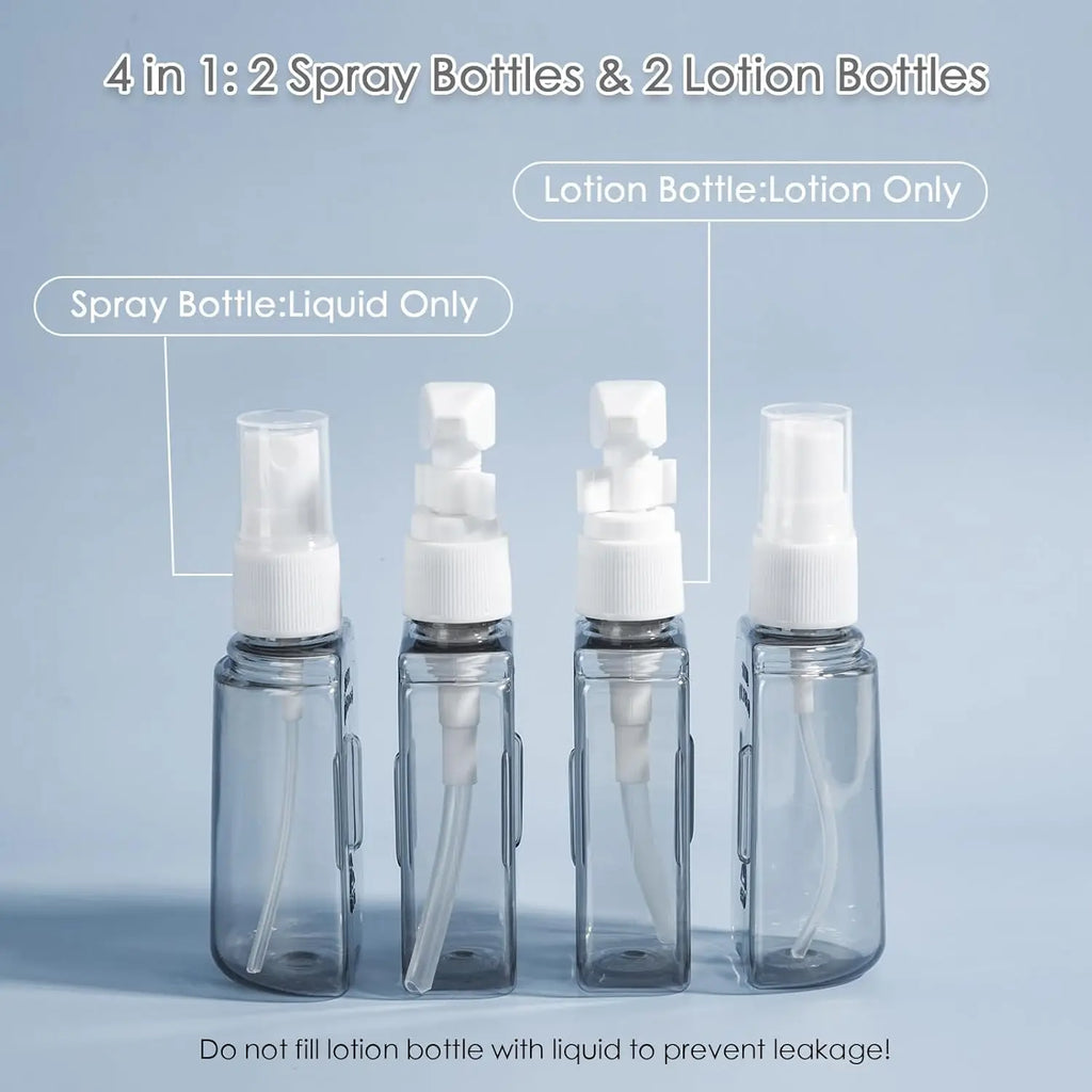 4-in-1 TSA-Approved Leak-Proof Refillable Travel Toiletry Bottles Kit – Airplane Carry-On Accessories