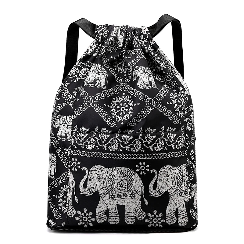 Women's Drawstring Backpack – Foldable Nylon Daypack