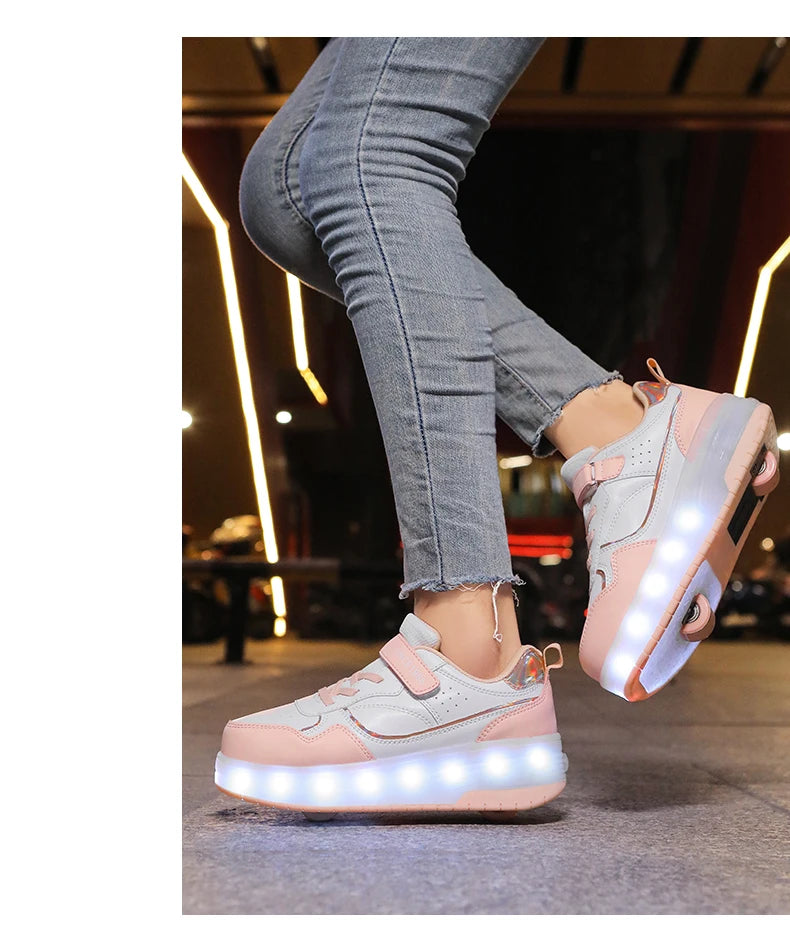 Children's LED Light Roller Skates – Multi-Functional Detachable Wheel Shoes, Size 29-41 for Students