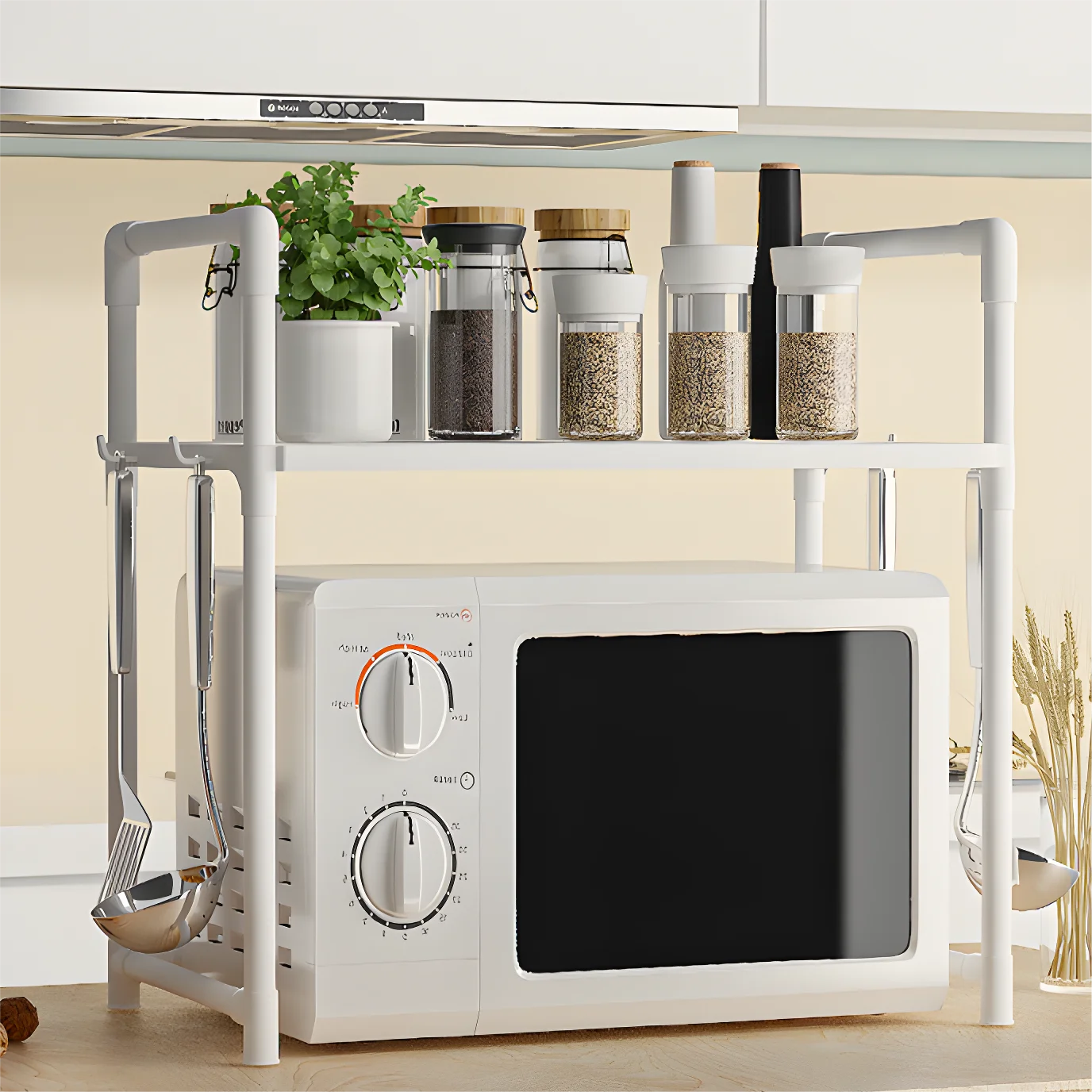 Metal Countertop Microwave & Kitchen Storage Rack — 2 & 3-Layer Utensil & Tableware Organizer