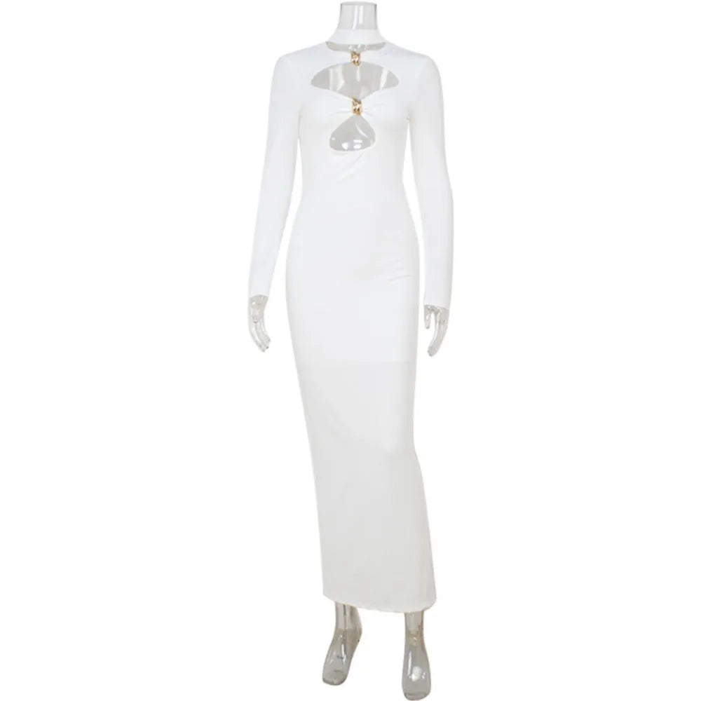 Elegant Evening Dress Dresses For Woman Party Wedding Vestido Lady Temperament Simple Style Long Sleeves Solid Color Package Hip