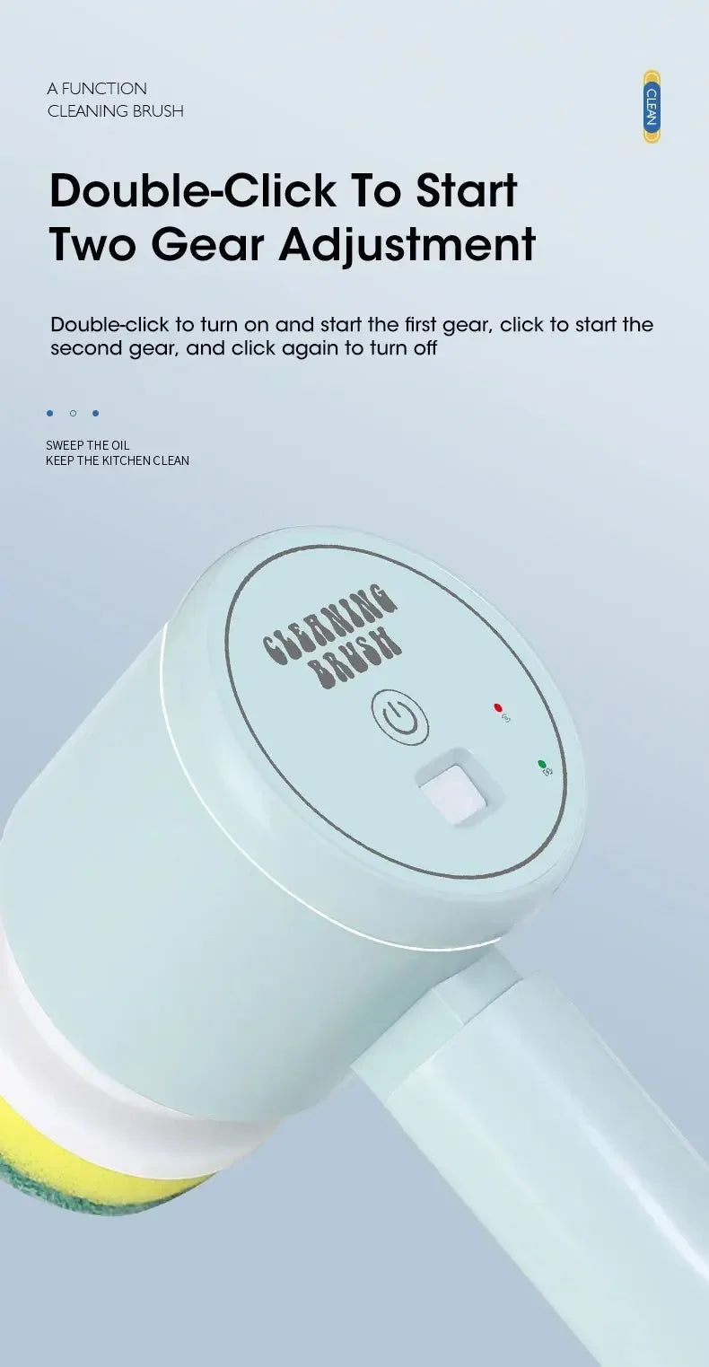 Cordless Spin Scrubber 5-in-1 – USB Rechargeable Electric Cleaning Brush for Bathroom, Kitchen & Tile