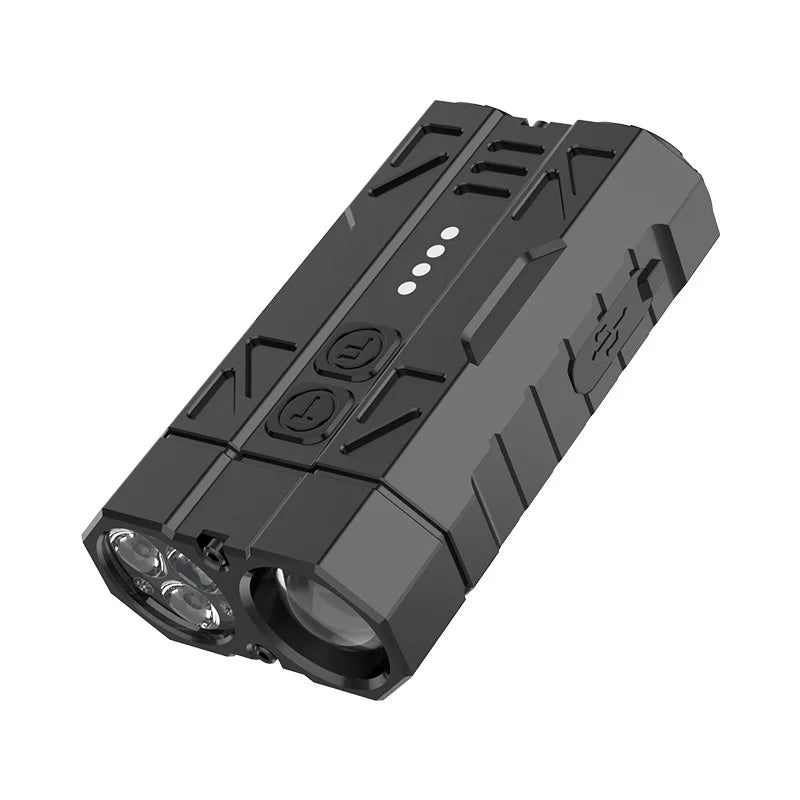 EDC Aluminum Alloy Multi-Function Flashlight – Dual Switch & Power Display