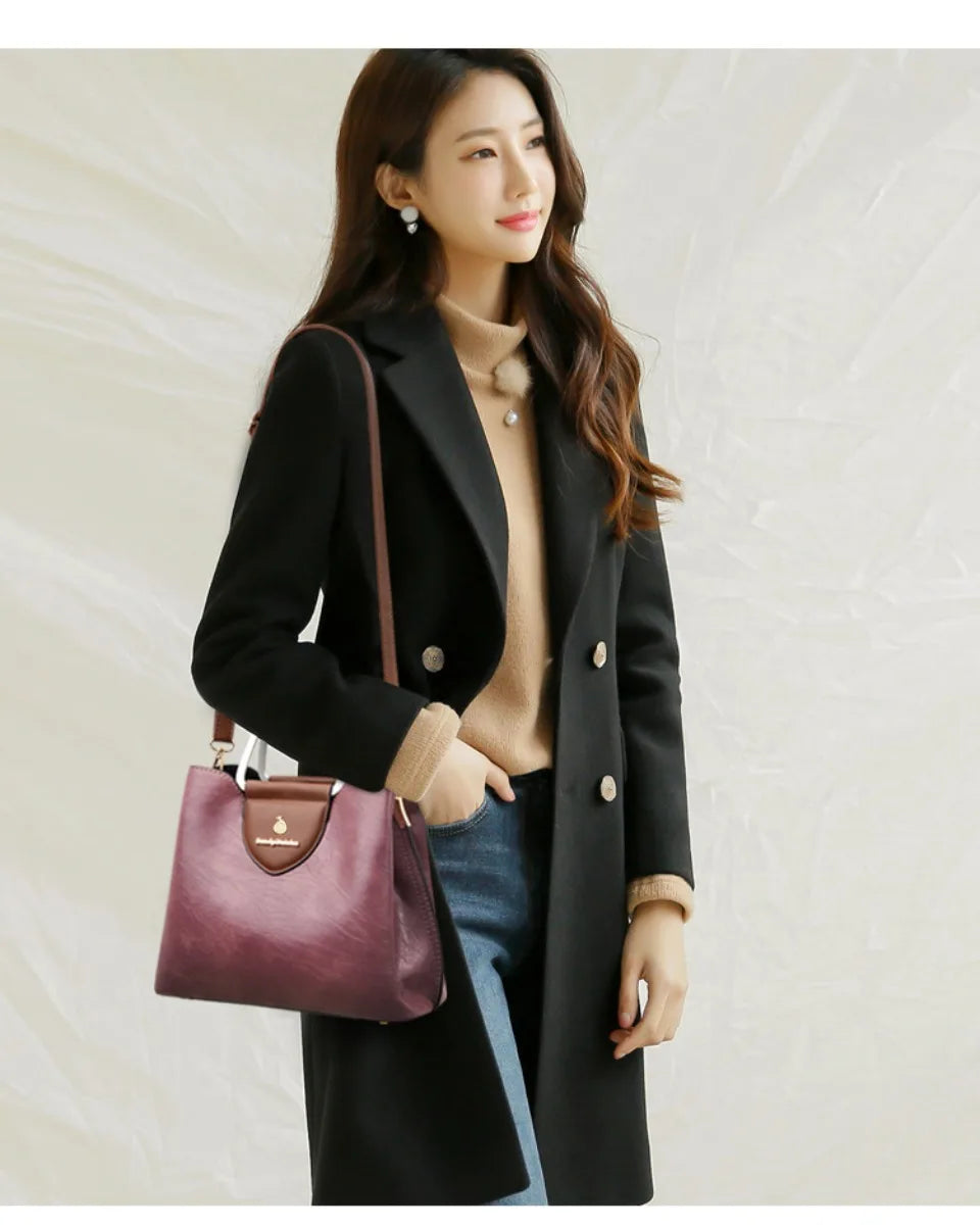 Genuine Leather Luxury Tote Shoulder Bag – High Quality Designer Crossbody Handbag for Women