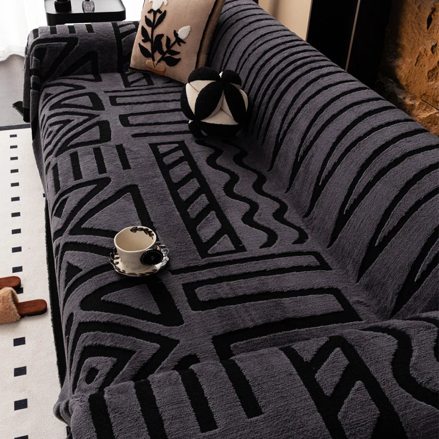 Bohemian Vintage Sofa Protector – Anti-Slip Interlaced Sofa Blanket, Pet-Friendly Luxury Cover