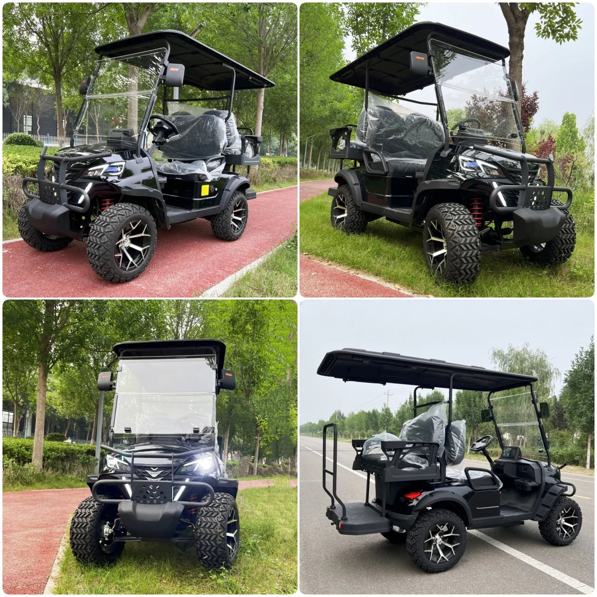 Touring Electric Golf Cart — Multi-Purpose Hunting Cart with Folding Windshield & Touch Display