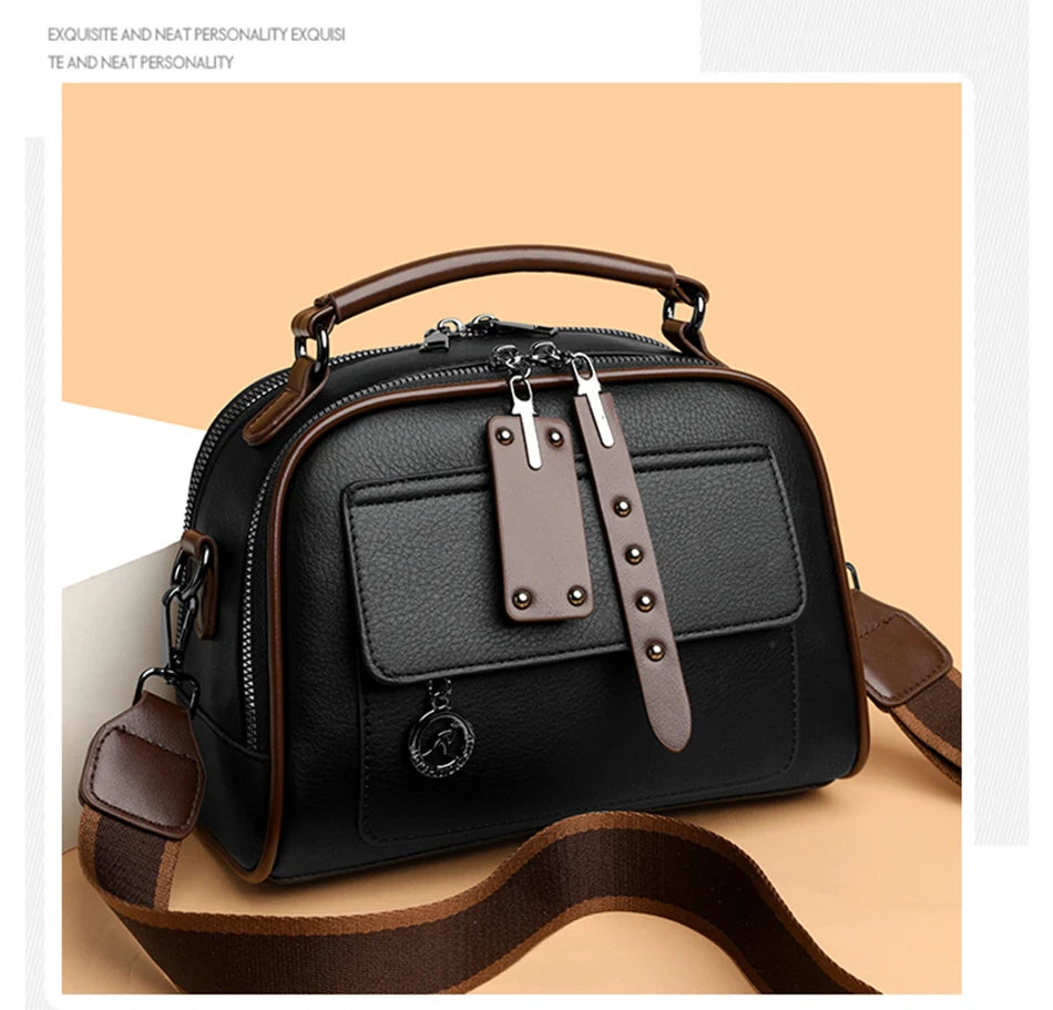 3-Layer Soft PU Leather Crossbody Shoulder Tote – Large Capacity Designer Messenger Bag for Women