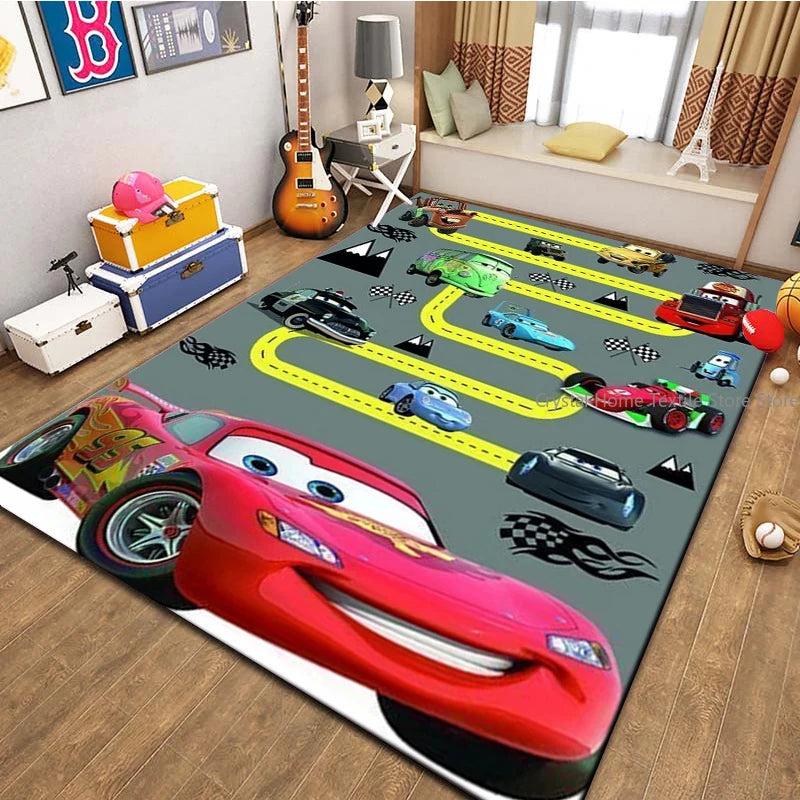 Cars McQueen Road Rug – Kids Motorway Play Mat for Living Room, Nursery & Kids Room