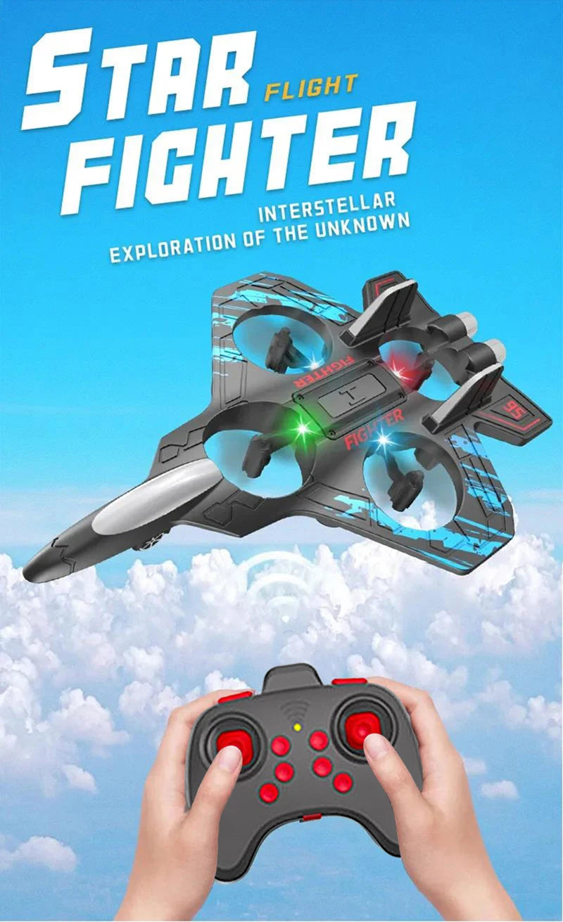 2.4G RC Stunt Foam Helicopter Jet Plane with Gyroscope & LED Light – Indoor Outdoor Toy