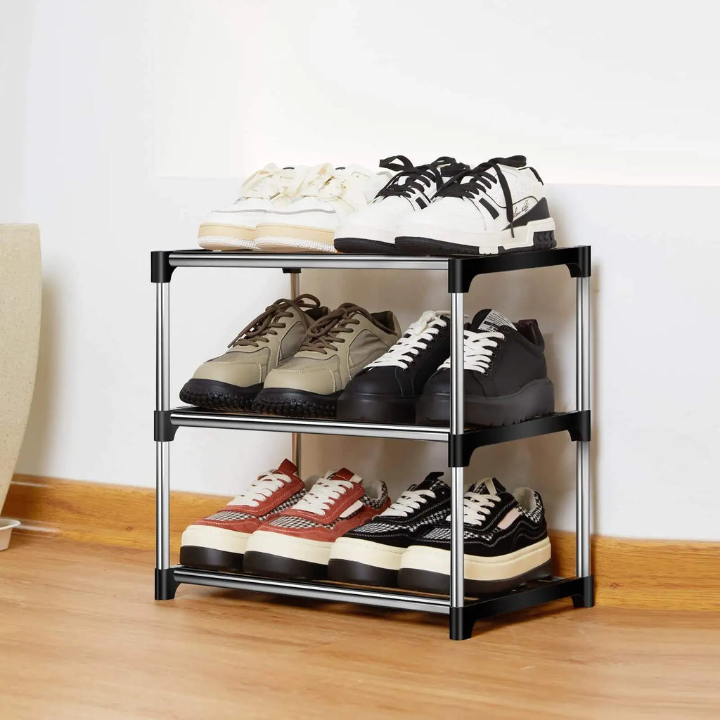 3-Layer Modular Plastic Shoe Rack — Space-Saving Entryway