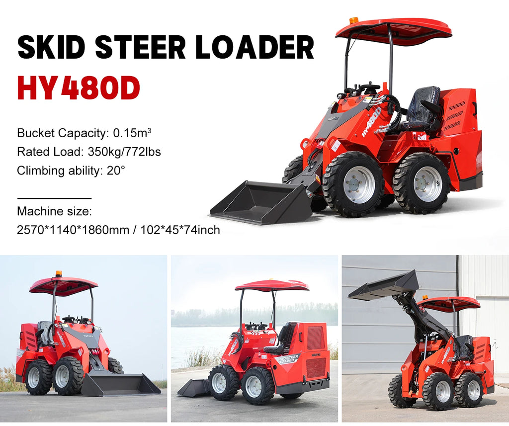 Huayee Kubota Compact Wheel Loader – 14HP Multifunctional Skid Steer for Construction & Home
